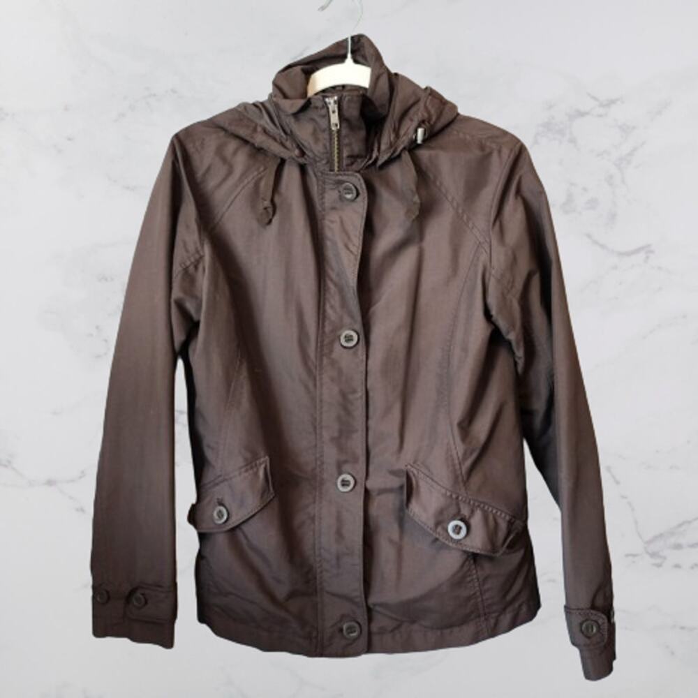 Lands' End Brown Removable Hooded Jacket XS * pockets